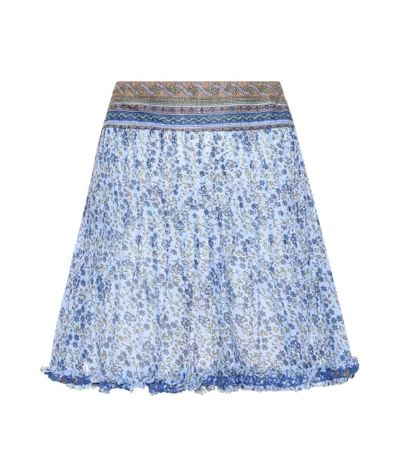 Poupette St Barth Printed Cotton Skirt In Blue