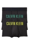 Calvin Klein Assorted 3-pack Intense Power Micro Low Rise Trunks In Foliage Green/night Sky/kewl Lime