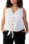 Sanctuary Link Up Tie Hem Sleeveless Stretch Cotton Top In White