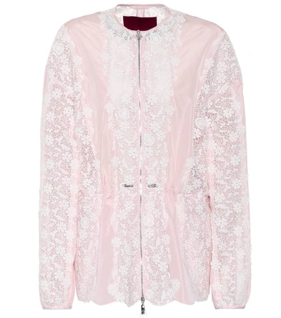 Moncler Lace-panelled Jacket In Pink