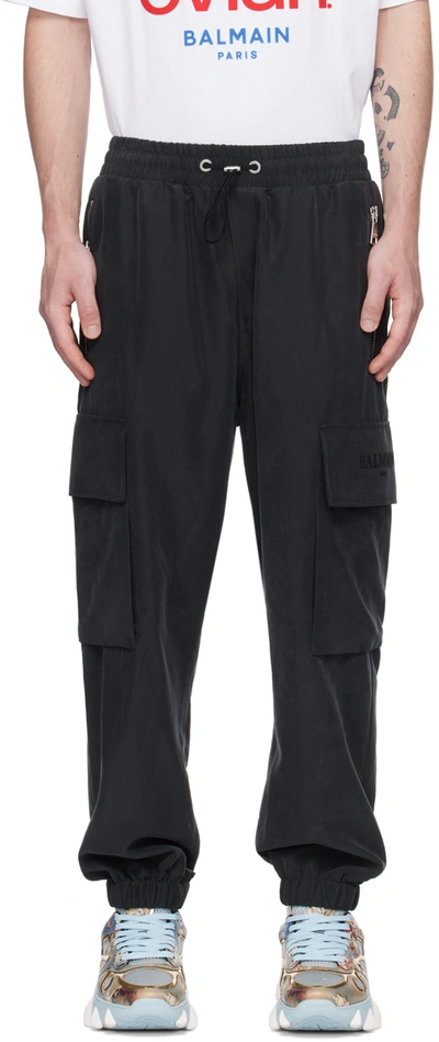 Balmain Logo Cargo Pants In Grey