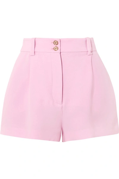 Versace Tribute High-waisted Silk Shorts In Pink