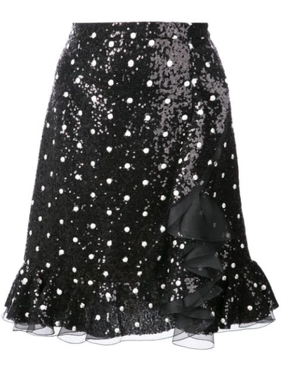 Giambattista Valli Polka Dot Sequin Mini Skirt In Black