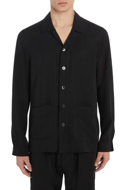 Tom Ford Jacquard Long-sleeved Overshirt In Black