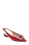 Linea Paolo Delica Slingback Pointed Toe Flat In Red
