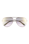 Quay High Key 64mm Oversize Aviator Sunglasses In Rose Gold/ Lavender
