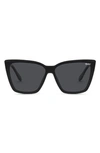 Quay Confidential 51mm Polarized Cat Eye Sunglasses In Black,black Polarized