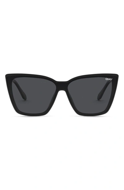 Quay Confidential 51mm Polarized Cat Eye Sunglasses In Black,black Polarized