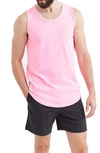 Goodlife Sunfaded Slub Scallop Tank Top In Neon Pink