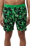 Psycho Bunny Rye Print Swim Trunks In Black