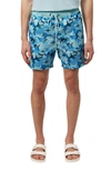 Psycho Bunny Rye Print Swim Trunks In Sea Foam