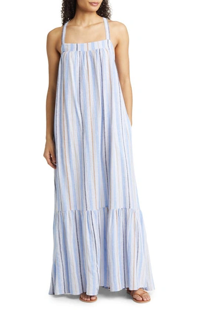 caslon linen dress Caslon Linen Blend Striped V-Neck Mini Shift
