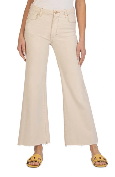 Kut From The Kloth Meg Fab Ab Raw Hem High Waist Ankle Wide Leg Jeans In Ecru