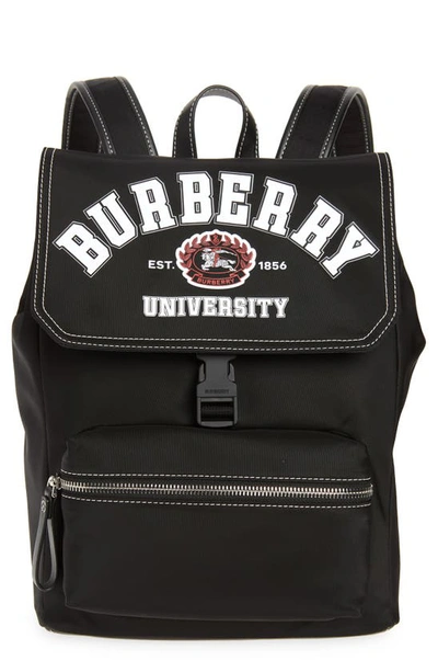 Burberry Kids' Dewey Varsity Canvas Backpack In Black