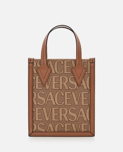 Versace Allover Crossbody Bag In Beige