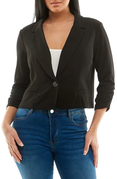 Nina Leonard Cropped Blazer In Black