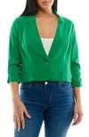 Nina Leonard Cropped Blazer In Bright Green