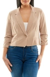 Nina Leonard Cropped Blazer In Tan