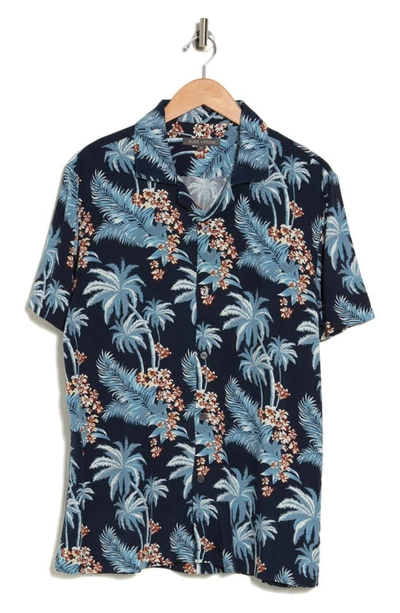 Slate & Stone Palm Print Short Sleeve Camp Shirt In Navy Tropical Print