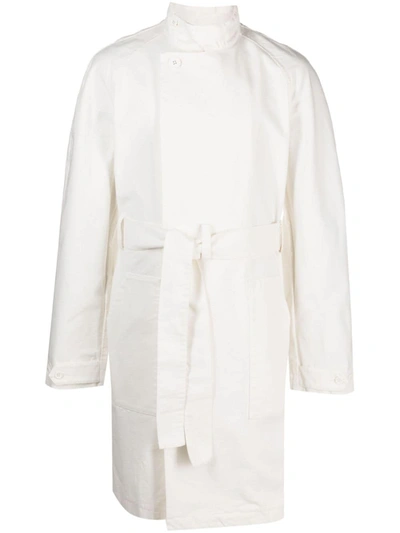 Winnie Ny Stand-up Collar Belted Cotton Coat In Nude &amp; Neutrals