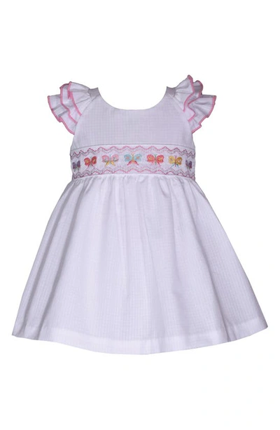 Iris & Ivy Babies' Butterfly Embroidered Ruffle Cotton Blend Dress In White