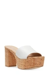 Stuart Weitzman Squarehigh Platform 95 Slide Sandal In White.