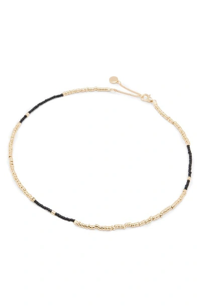 Allsaints Seed Bead Necklace In Gold/black