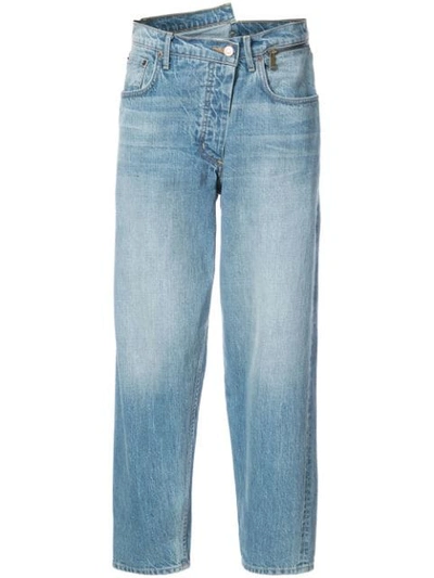 Monse Zip-waist Stonewashed Jeans In Blue