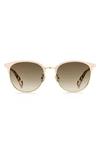 Kate Spade 54mm Dlaceyfs Round Sunglasses In Pink Gold/ Brown Gradient