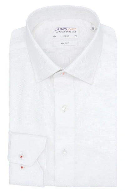 Lorenzo Uomo Trim Fit Textured Solid Cotton Dress Shirt In White