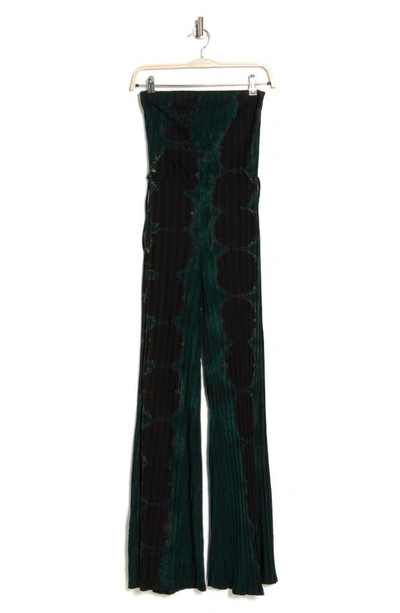 Go Couture Strapless Tube Jumpsuit In Ribbed Emerald Island