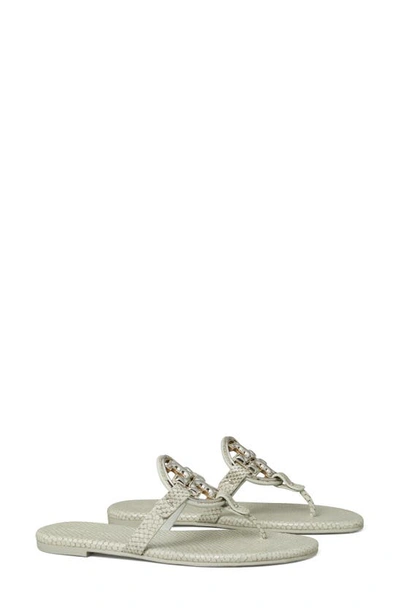 Tory Burch Miller Metallic Flip Flop In Grey Stone