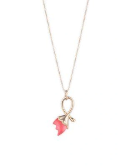 Alexis Bittar Abstract Tulip Pendant Necklace In Coral