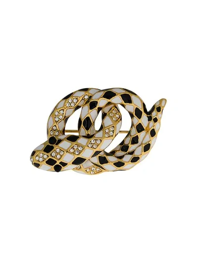 Marc Jacobs Snake Brooch In Black Brass
