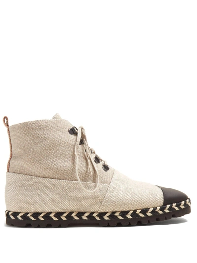 Jw Anderson Espadrille Canvas Ankle Boots In Beige