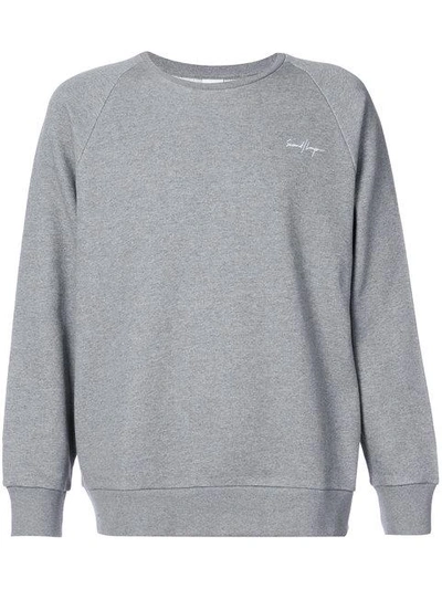 Second / Layer Embroidered Raglan Sweatshirt In Grey