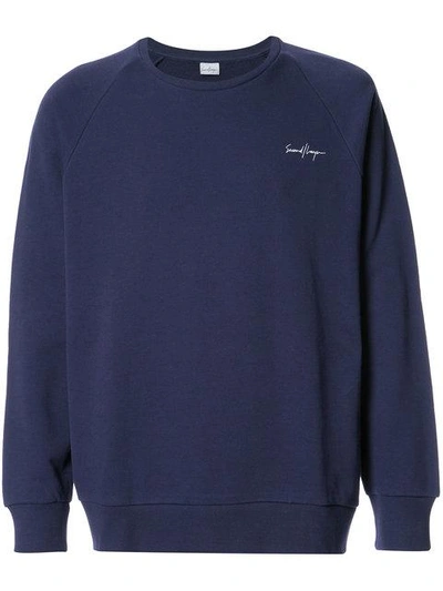 Second / Layer Embroidered Raglan Sweatshirt In Blue