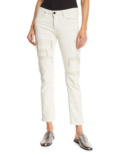 Brockenbow Hypnos Slim Straight-leg Cropped Jeans W/ Stitching Details