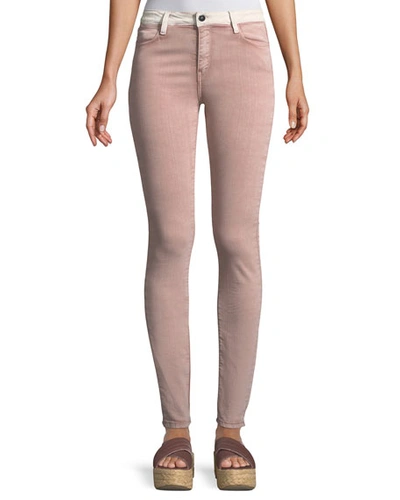 Brockenbow Adone Emma Contrast-waistband Skinny Jeans In Pink/white