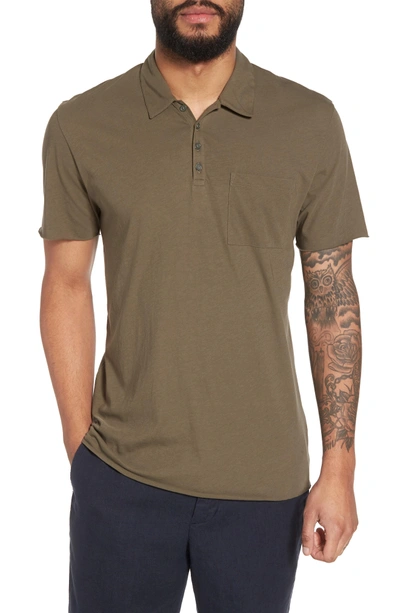Vince Cotton Polo Shirt In Camp Green