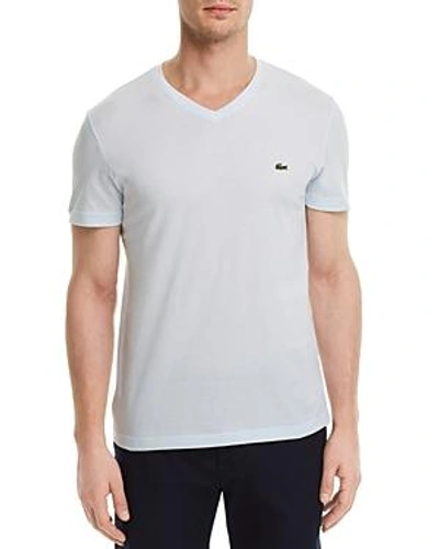 Lacoste V-neck Cotton T-shirt In Rill/ White