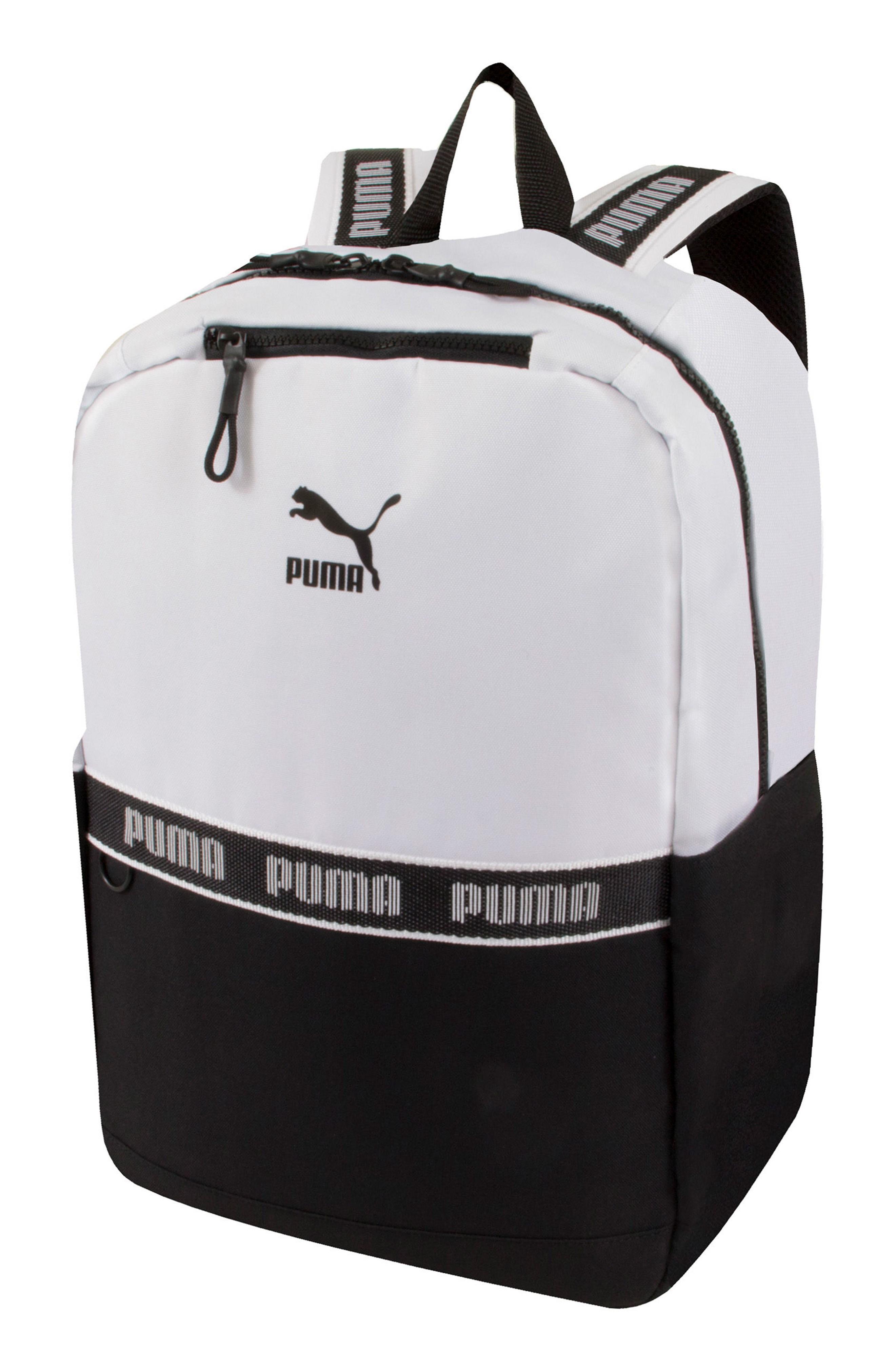 black and white puma backpack