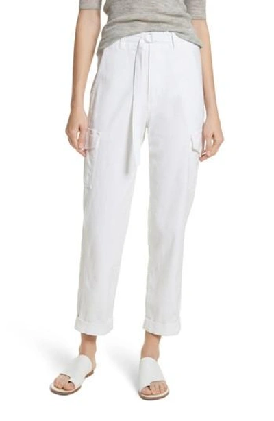 Vince Tapered Utility Stretch Cotton Pants In Optic White