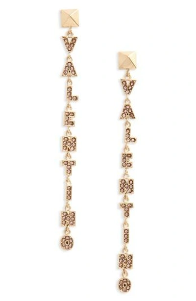 Valentino Garavani Logo Drop Earrings In Plaino Mat/ Winter Rose