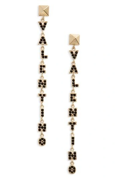 Valentino Garavani Logo Drop Earring In Plaino Mat/ Black