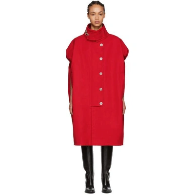 Raf Simons Red Sleeveless Couture Coat In 00030 Red