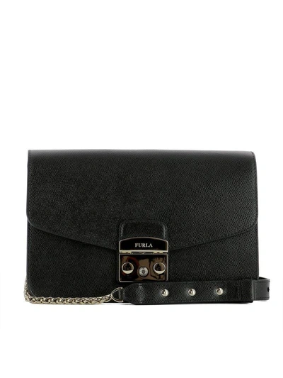 Furla Black Leather Shoulder Bag