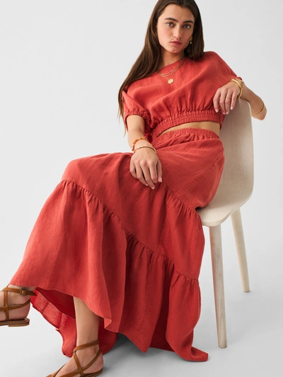 Faherty Cala Linen Skirt In Spice