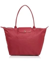 Longchamp Le Pliage Neo Large Nylon Tote In Raspberry/silver