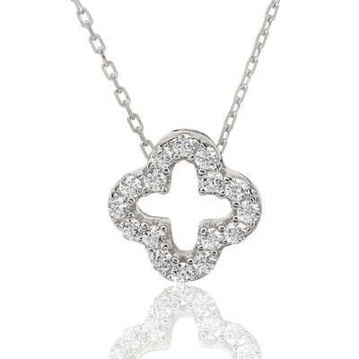 Suzy Levian Cubic Zirconia Sterling Silver Clover Pendant In White